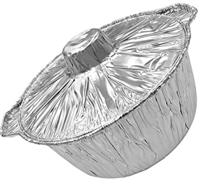 FUNNETOYU Einweg Aluminiumfolie Backform mit Deckel Große Runde Einweg Auflaufform Hitzebeständig Feuchtigkeitsabweisend für Grill Ofen Mikrowelle und Takeaway