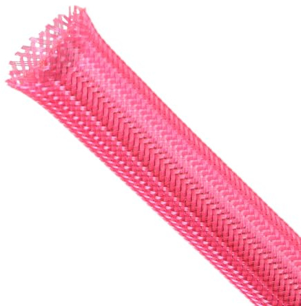 Braided Expandable Cable Sleeve, PET Wire Loom, Flexible Mesh Sleeving Cord Management for TV, Computer, Home Theater, Automotive, Protect Cat from Chewing Cords (Pink, 1/2 x 25ft)