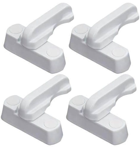 4 serrures pour fenêtres, adaptées aux fenêtres et aux portes — Poignées de fenêtre blanches rotatives, pour la protection contre le vol et la sécurité des enfants