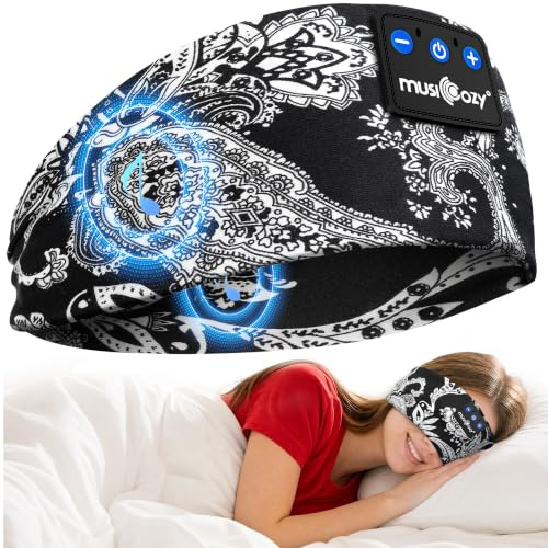 MUSICOZY Auriculares para Dormir, Auriculares Dormir Bluetooth, Diadema Bluetooth para Dormir de Lado, Antifaz para Dormir con Auriculares, Ultraligeros, Sonido Hi-Fi, para Dormir de Lado, Deportes