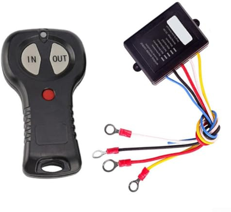 Kabelloses Seilwinde-Fernbedienungs-Set, 12 V, 24 V, elektrisches Seilwinde-Controller-System mit An-/Aus-Schalter für ATV, UTV, SUV, Geländewagen, LKW, Anhänger, 29,9 m Reichweite (schwarz)