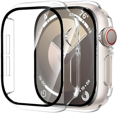 HAANILKYI 2-Stück Hülle für Apple Watch SE 3/SE 2/SE/Series 6/5/4 40mm | Harte PC-Schutzhülle mit Displayschutz, Gehärtet Displayschutzfolie, Kratzfest & Stoßfest, Ultradünn