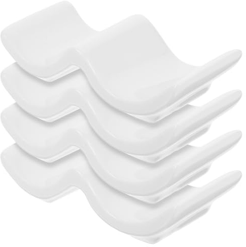 Reposacucharas de Cerámica Blanco 10 Piezas para Palillos y Cubiertos | Soporte Estable para Tenedores y Cucharas, Evita Contacto Mesa y Rodado, para Restaurante y Fiesta