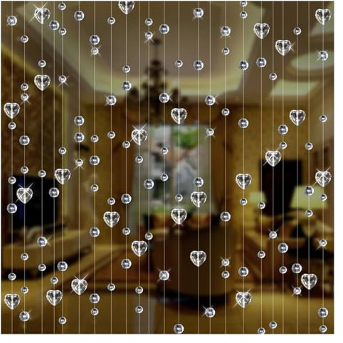Rideau De Cristal Amour Transparent Cristal Verre Perle décoration intérieure Porte Rideau hôtel Salon cloison Ornements(Transparent,5 Strings 150cm)
