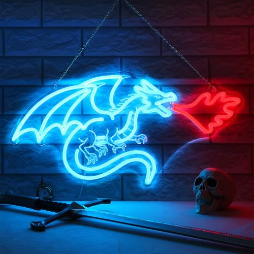Ammonite Drache Neon Schild, LED-Neonlichter für Zimmer, Wand & Tischdekoration, Kunst für Zuhause, Party, Geburtstag & Feiertage – Drachen Geschenke für Kinder, Jugendliche und Erwachsene
