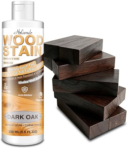 Water Based Wood Stain 250ml, Dark Oak – Indoor Outdoor Furniture Stain & Wood Varnish for Doors, Windows, Paneling & Cabinets, Low Odor Non-Toxic, Fade Resistant, Multiple Finishes