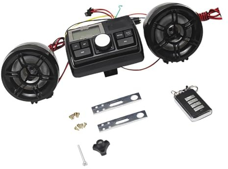 Reproductor Altavoz Reproductor De Audio con Radio FM para Moto 2 Altavoces Negro