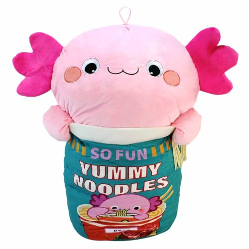 BEMIRO Kuscheltier Nudelbox XXL 75 cm Einhorn Faultier Axolotl, Axolotl