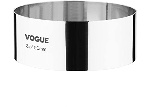 Vogue Mousse Ring St/St - 90x35mm 3 1/2x1 1/4 | Creates perfectly round layered desserts and cold sweets, with an imperial sizing reference of 3 1/2 x 1 1/4 inches.
