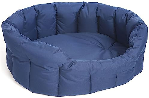 P & L Superior Pet Beds Heavy Duty Oval Waterproof Softee Bed, Large, 76 x 64 x 24 cm, Blue