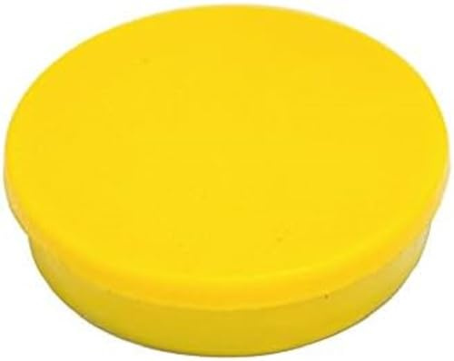 Bi-Office 20 mm Round Magnet - Yellow [Pack of 10]