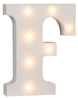 Out of the Blue 57/6079 - Holz Buchstabe F beleuchtet mit 7 LED Lichtern, batteriebetrieben, ca. 16 cm