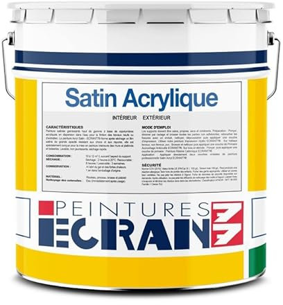 Peinture professionnelle satin, mur, plafond, boiserie, intérieur, peinture opacifiante, sans odeur, Satin Acrylique ECRAN 77 1 litre