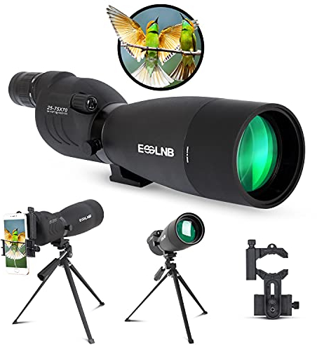 ESSLNB Spektiv 25-75X70 mit Handy Adapter Stativ und Tasche BAK4 Wasserdicht Spektive für Sportschützen Jagd und Vogelbeobachtung