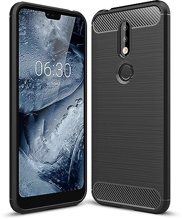 Cruzerlite für Nokia 7.1 hülle, Kohlefaser Textur Design Abdeckung Anti-Scratch Stoßdämpfung Schutzhülle für Nokia 7.1 Case (2018) (Black)