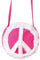 shoperama Runde Hippie Schulter-Tasche mit Peace-Zeichen 70er Jahre Flower Power Woodstock Handtasche, Farbe:Pink