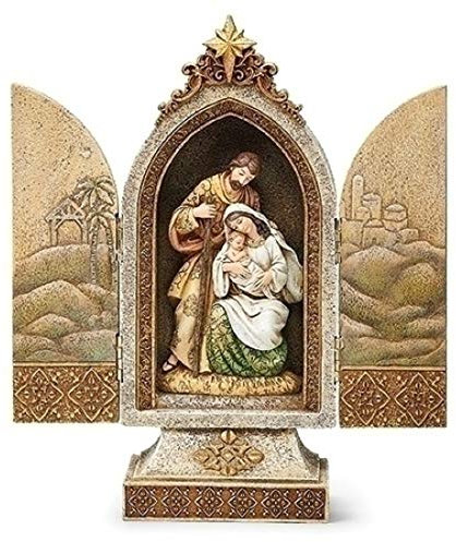 Roman 633314 Heilige Familie Triptychon Gold Akzente Szenen an Türen, 30,5 cm hoch