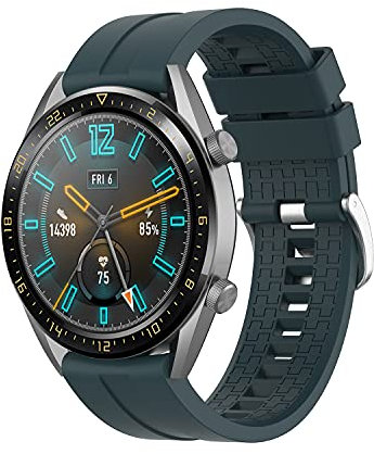 Correa Compatible con Huawei Watch GT/GT2 46mm/GT 2e/Honor Magic Watch 2 46mm Correas de Silicona, 22mm Impermeable Banda Deportiva Pulsera de Repuesto para Hombre y Mujer (Verde Oscuro)