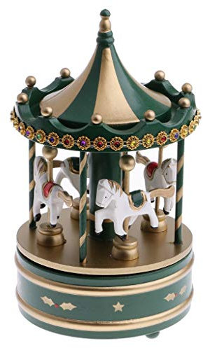 Inzopo Spieluhr aus Holz, Karussell, Merry-Go-Rund-Pferd, 4 Stück, Valentinstag, Geburtstag, Geschenk für Mädchen, Liebhaber Freunde und Kinder