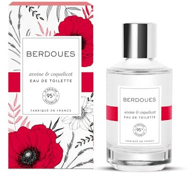 BERDOUES Eau de Toilette Avoine Coquelicot, Florale et poudrée, Made in France, Vegan, Sans colorant, Parfum femme, flacon, 100ml