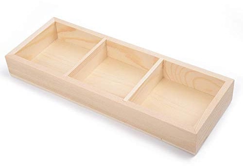 Z-LIANG Schreibtischschublade pflanzer 2 PC 3 Grids kleine quadratische Blumenblumentopf Bambus Tray Und Kleine Pflanzen Dekor