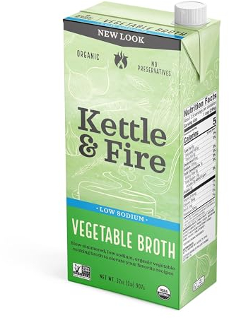 KETTLE & FIRE Savory Low Sodium Vegetable Broth, 32 OZ