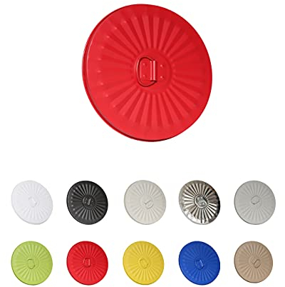 Jinfa® | Tapa para cubo de basura tamaño L | Tapa metálica vintage con asa | Rojo | 36 cm de diámetro | 35 litros