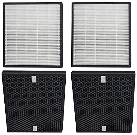 Trade-Shop Ricambio per 2 filtri HEPA + 2 filtri ai carboni attivi Philips AC4158/00 compatibile con Philips AC4080/10 2 in 1 purificatore d'aria / set di filtri di ricambio