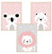 MeinBaby123® Bilder Kinderzimmer | 3er Set DIN A4 Poster Set | Wandbilder | Deko Bilder Kinderzimmer Mädchen | Babyzimmer Deko | Wandposter Premium (süße Freunde - rosa)