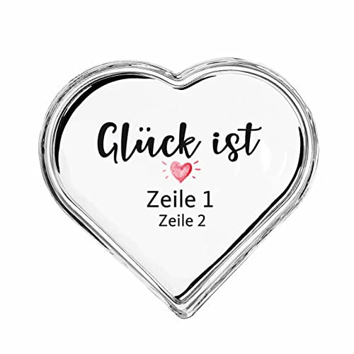 Herz & Heim® Leonardo Herzdose -Glück ist- mit persönlichen Aufdruck mit 2 Zeilen