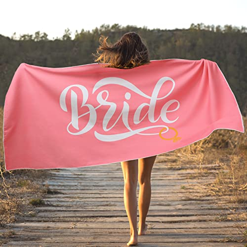 Braut Strandtuch Ring Hochzeit Strandtücher Strand Junggesellinnenabschied Handtuch Flitterwochen Strandtücher für Braut Braut Strandtuch für Braut Frau Hochzeit Verlobung Just Married, 60 x 30 Zoll