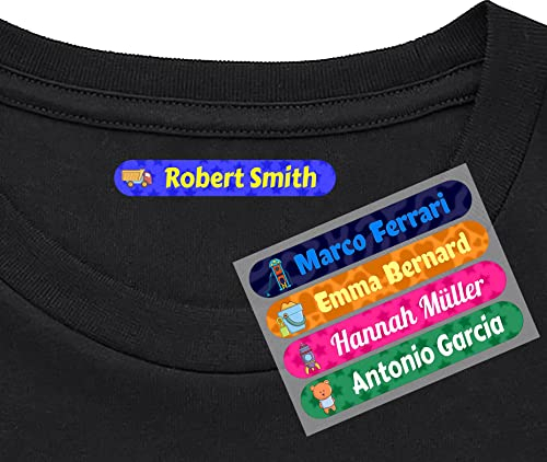 50 Etiquetas Adhesivas para Ropa Personalizadas. Medida 6 x 1 cm. Pegatinas termoadhesivas para planchar. (Animales)