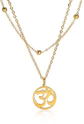 LIKGREAT Damen-Halskette, indischer Yoga-Anhänger, Om, Ohm, Sanskrit-Anhänger, Halsketten mit Hindu-Symbol, Schmuck für Frauen und Mädchen (gold)