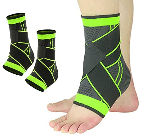 KOEMCY 1 Paar Knöchelbandage, Einstellbar Sprunggelenkbandage, Fußbandage, Bandage Sprunggelenk, Fußgelenkbandage mit Klettverschluss für Damen & Herren Knöchelschmerzen (Grün)