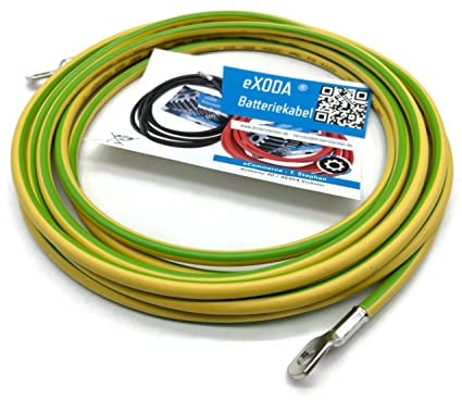 eXODA Erdungskabel 5m Erdungsleitung 16 mm² grün/gelb Erdungsleiter M8 + M10
