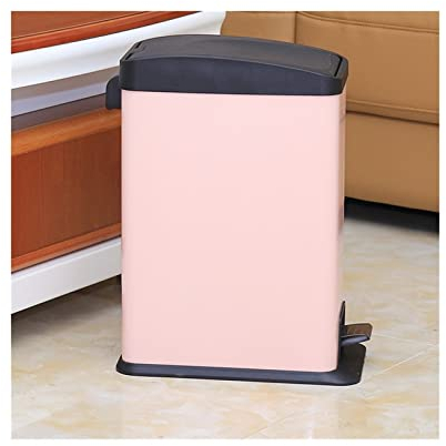 TOMYEUS Kompost Bin Kök/Skräp 12L Capace Capy Can Kitchen Trash Can Household Toilet Trash Can Office Bureau Panier en Papier à Pied, Blanc/Rose/Bleu/Vert Steg papperskorgen (Color : Pink)