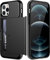 JETech Wallet Case for iPhone 12 Pro Max 6.7-Inch with Card Holder, Dual Layer Shockproof Protective Phone Cover, Sliding Hidden Slot (Black)
