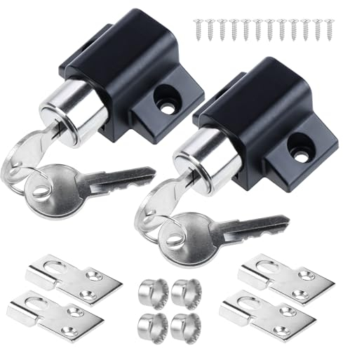 WiMas Juego de 2 cerraduras para puertas correderas, cerraduras de ventana, cerraduras de puerta, cerraduras de seguridad con llave, color negro