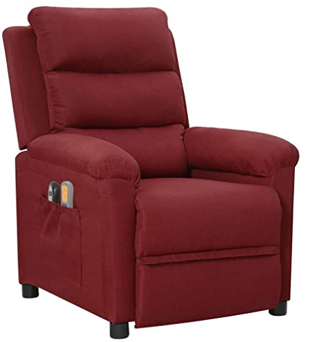 vidaXL Massagesessel Elektrisch Heizung Relaxsessel Fernsehsessel Liegesessel Ruhesessel Polstersessel TV Sessel Wohnzimmer Weinrot Stoff