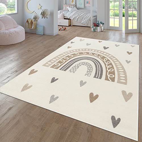 TT Home Teppich Kinderzimmer Kinderzimmerteppich Junge Mädchen Kinderteppich Modern Soft, Farbe: Beige, Größe:120x160 cm