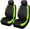 Flying Banner Universal Carbon Fibre Leather Car Seat Covers Airbag Compatible Seat Protector (Front Pair, Black and Fluorescent Green)