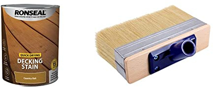 RONSEAL Q/D DECKING Stain Country Oak 5L,Paint & ProDec PBWD002 7 inch High Capacity Block Decking Brush