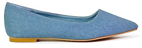 ESSEX GLAM Womens Slip On Pumps Ladies Flat Pointed Toe Casual Work Ballet Shoes 3-8 Denim
