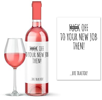 Rib Ticklerz - Funny Wine Label - Funny Leaving Work Gift for Colleague - Wine Bottle Label - F*ck Off to Your New Job Then - Farewell Good Luck Gifts Bye - WLS20