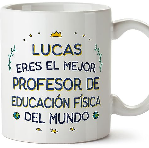 MUGFFINS Tazas Personalizadas para PROFESOR DE EDUCACION FÍSICA hombre - En Español - Mejor del Mundo - 11 oz / 330 ml - Regalo Personalizable original y divertido