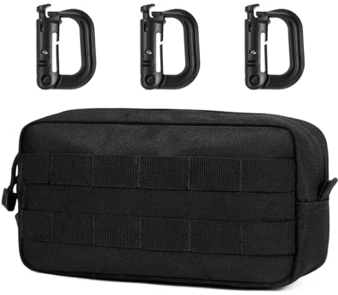 MUCHER Molle Tasche Taktische Hüfttaschen EDC Utility Bauchtasche Hüfttasche mit 3 Haken für Outdoor Wandern Jagdcamping Training (A - Schwarz)