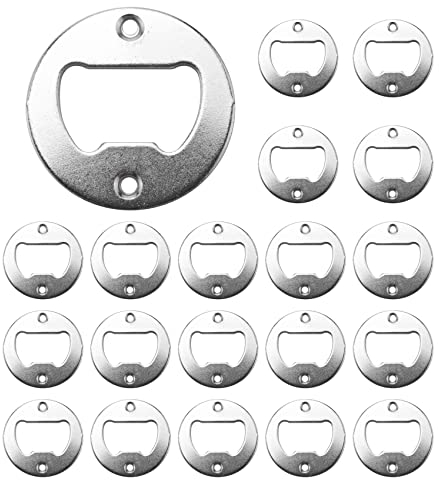 Dojimayisc Bottle Opener Insert Kit,20 Set Round Inset Bottle Opener Kit for DIY Keychain Beer Spanner Jar Bottle Opener Corkscrew