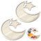 Lot de 2 plateaux en bois pour le Ramadan - Motif lune et étoile - Décoration de table - Pour fruits, collations, desserts