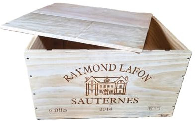 French 6 Bottle Size Wooden Wine Box WITH LID