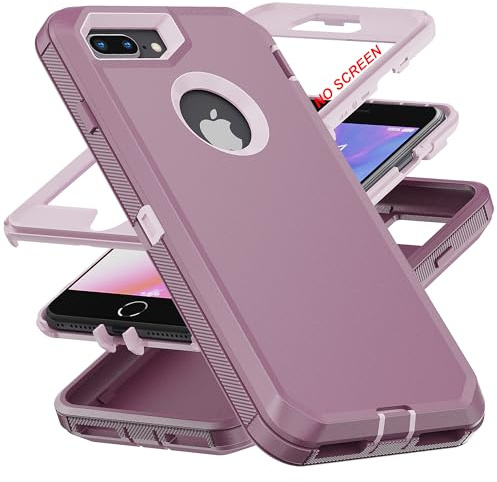 AYMECL for iPhone 6 Plus/iPhone 7 Plus/iPhone 8 Plus Case[Military Grade] 3 in 1 Heavy Duty Full Body Shockproof Protection Phone Case for iPhone 6P/7P/8P 5.5 inch,Pink+Wine Red